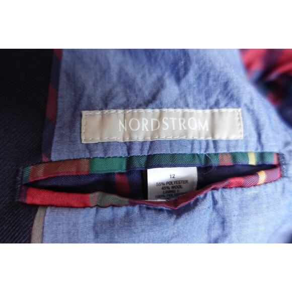 Nordstrom Blazer Boys 12 Navy Wool Plaid Lined Suit Jacket Coat Preppy Heritage - Picture 6 of 14